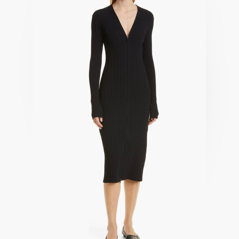 Proenza Schouler ribbed knit black midi dress